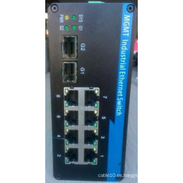 8 X 10 / 100m Tx + 2 X Interruptor de grado industrial administrado SFP con Poe